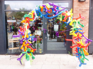 Balloon Arch at the opening of Dice and Balls