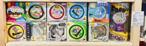 Shelf of Dobble Card Games