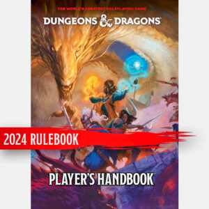 D&D Players Handbook Dungeons & Dragons Player’s Handbook 2024 Standard Cover featuring epic fantasy artwork of adventurers battling a fierce dragon with magical and melee attacks.